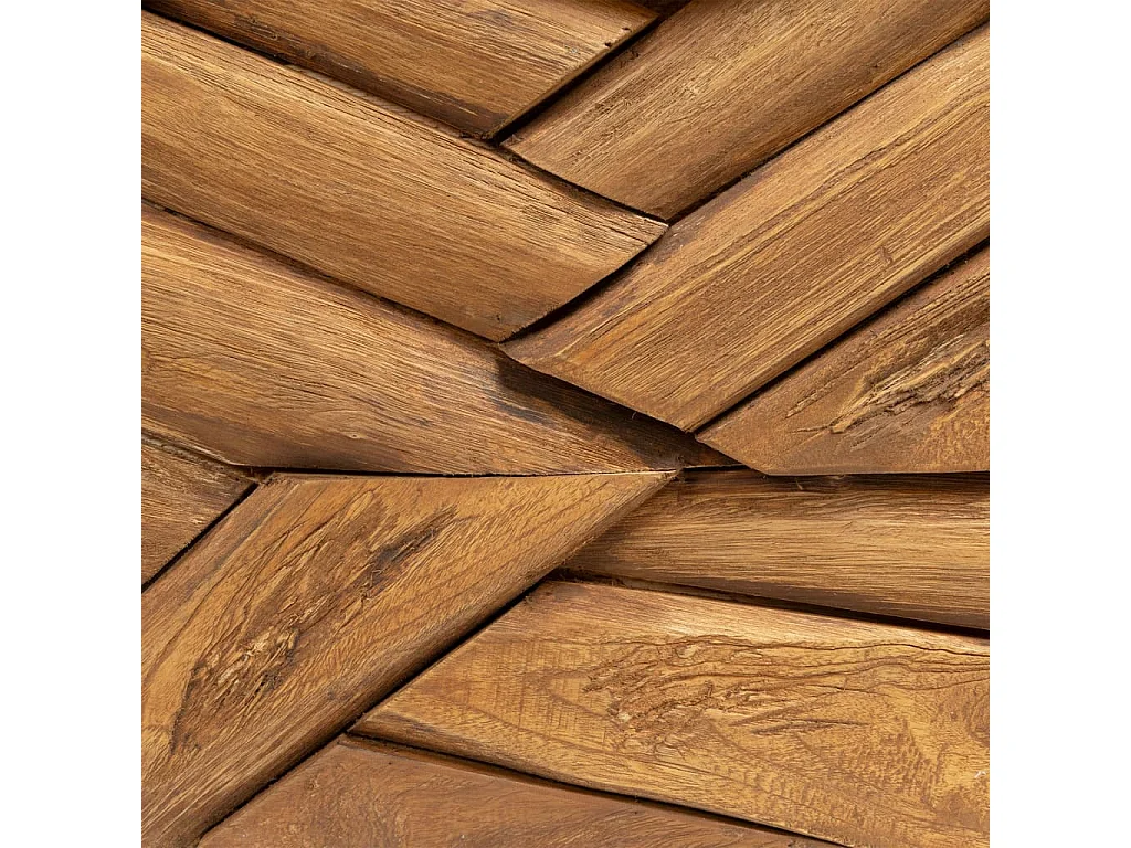 Tavolino da Salotto Massello di Teak Stile Erosione 110x35x38cm