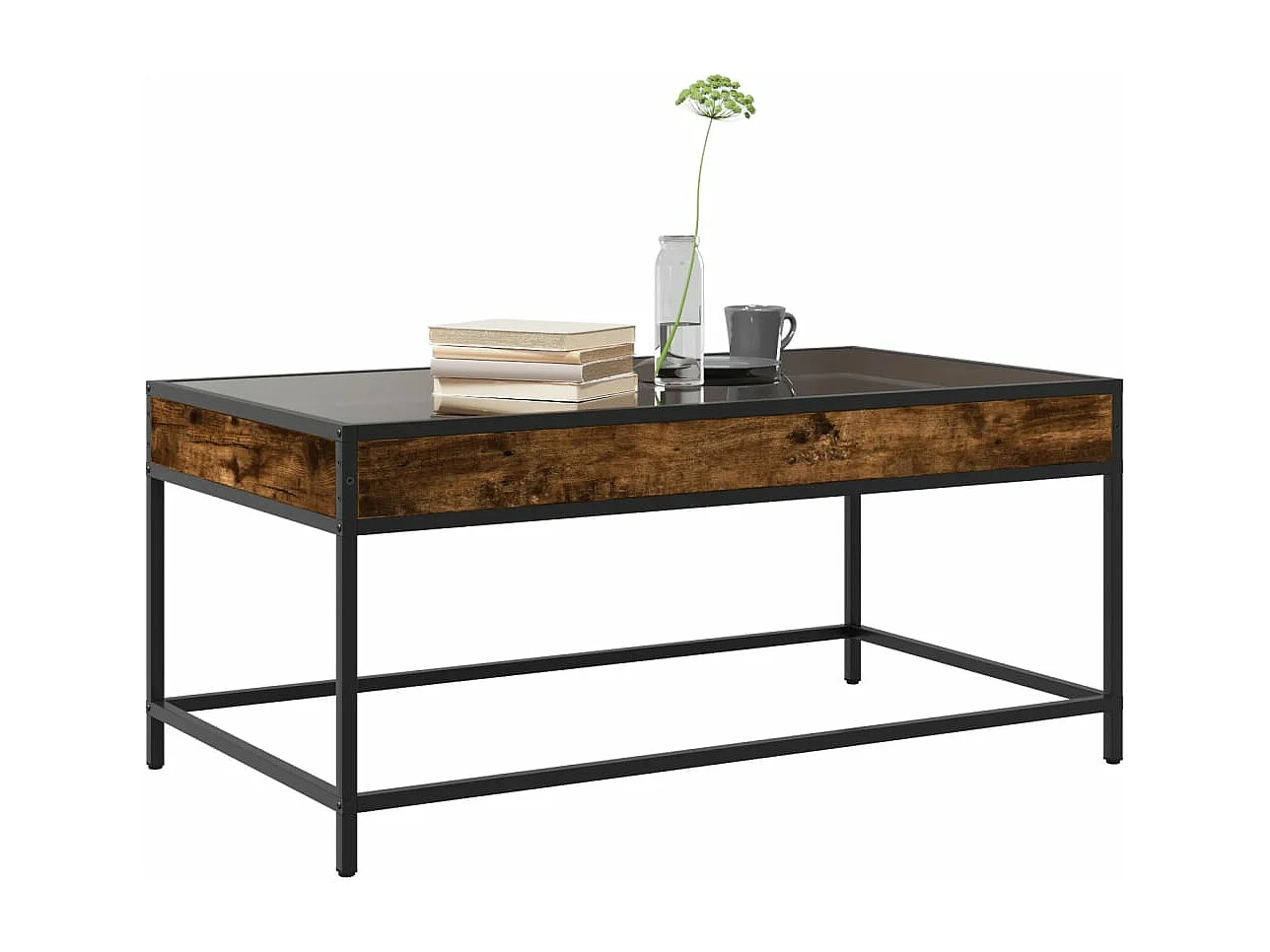 Table basse avec LED infini chêne fumé 90x50x41 cm