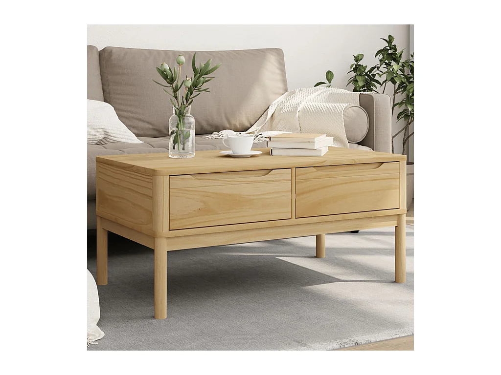 Salontafel FLORO 99x55,5x45 cm massief grenenhout wasbruin