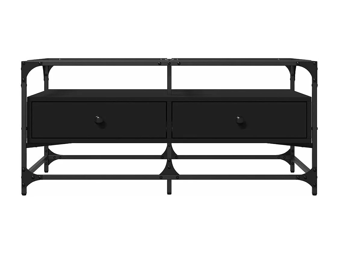 Mesa de centro superficie de vidrio acero negro 98,5x50x45 cm