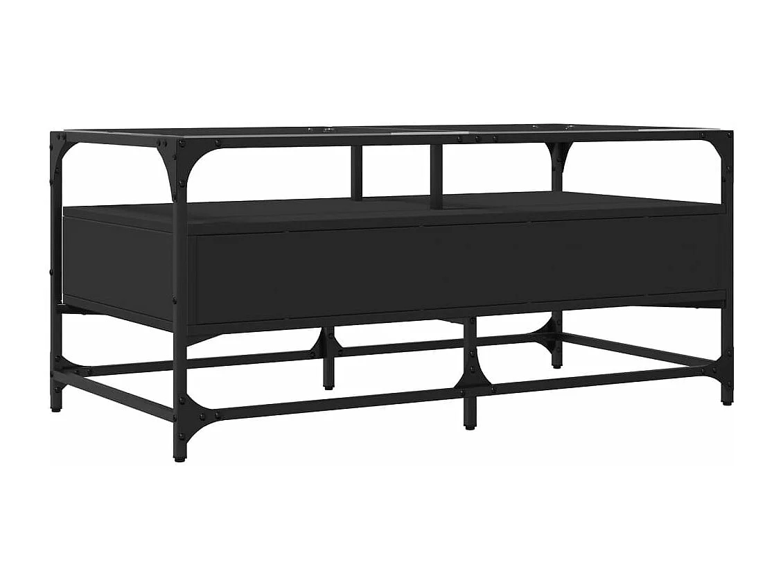 Mesa de centro superficie de vidrio acero negro 98,5x50x45 cm