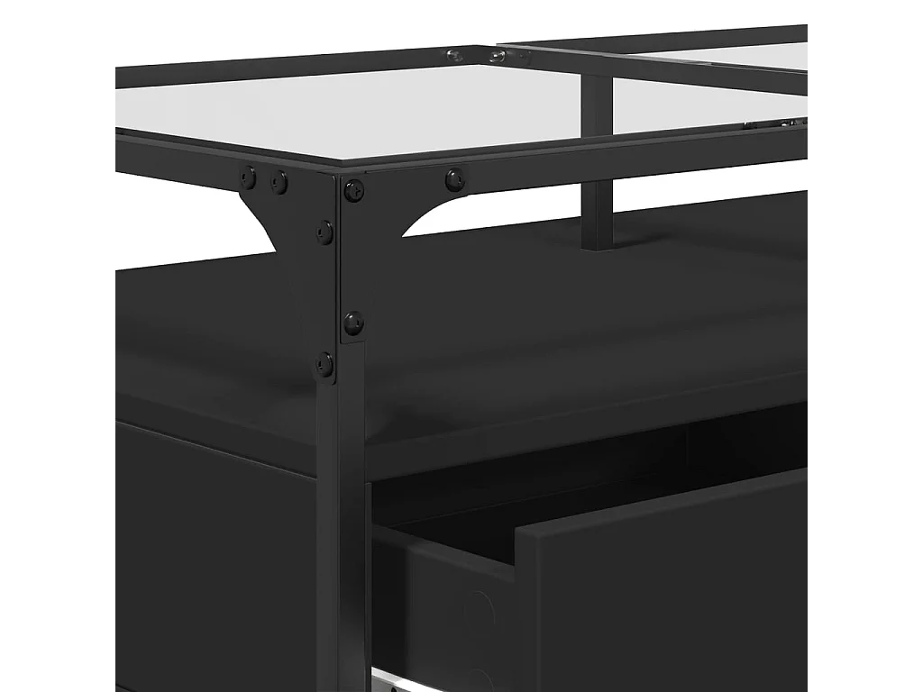 Mesa de centro superficie de vidrio acero negro 98,5x50x45 cm
