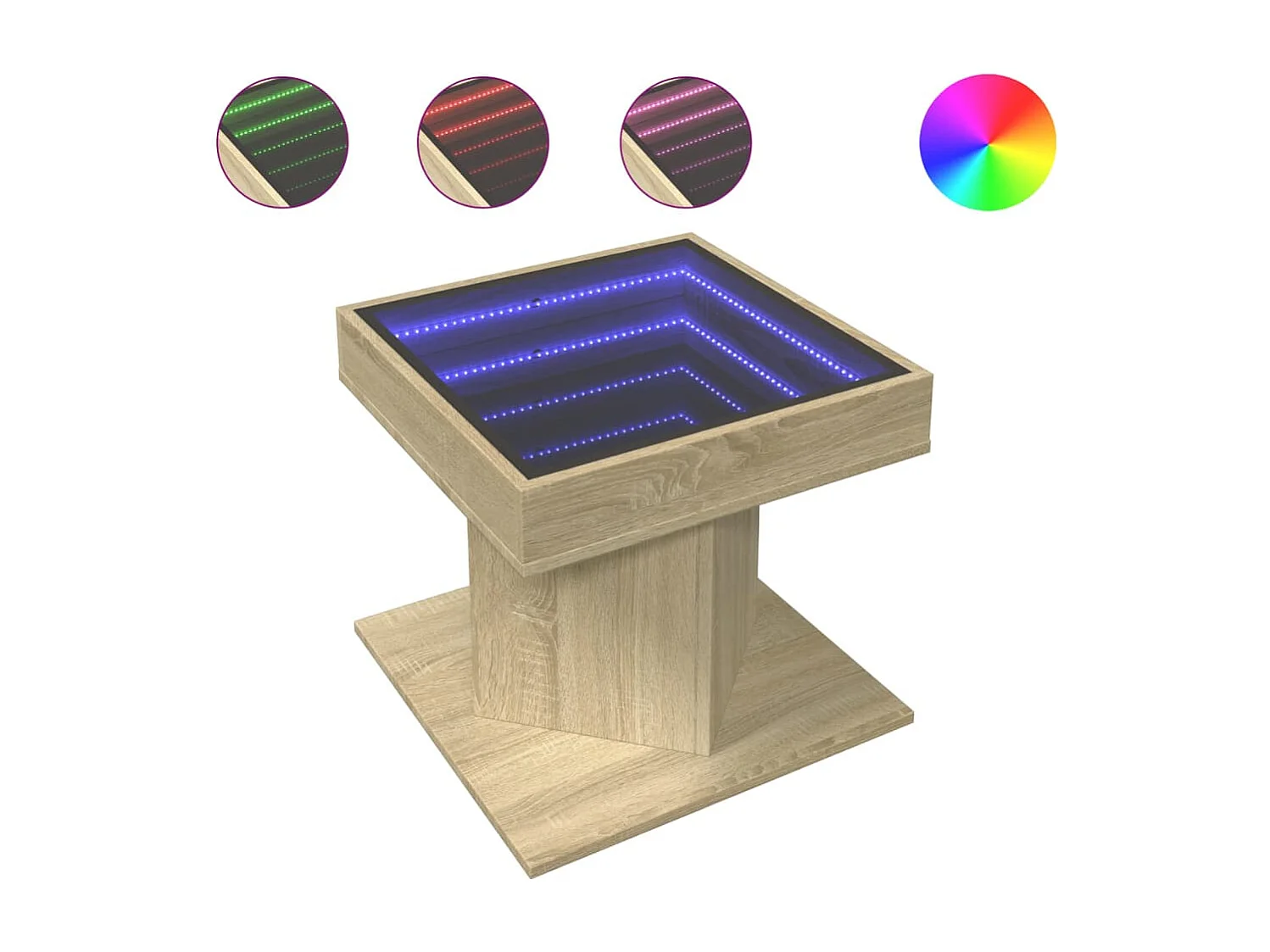 Mesa de centro c/ LEDs 50x50x45 madeira processada