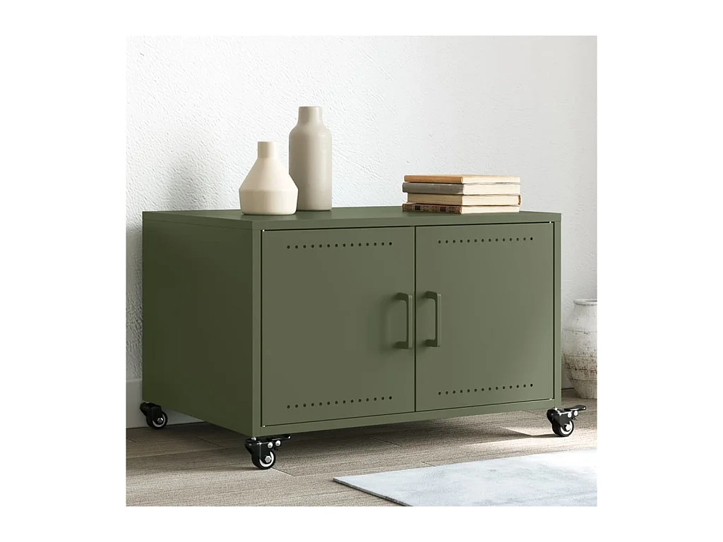 Table basse vert olive 68x50x43,5 cm acier