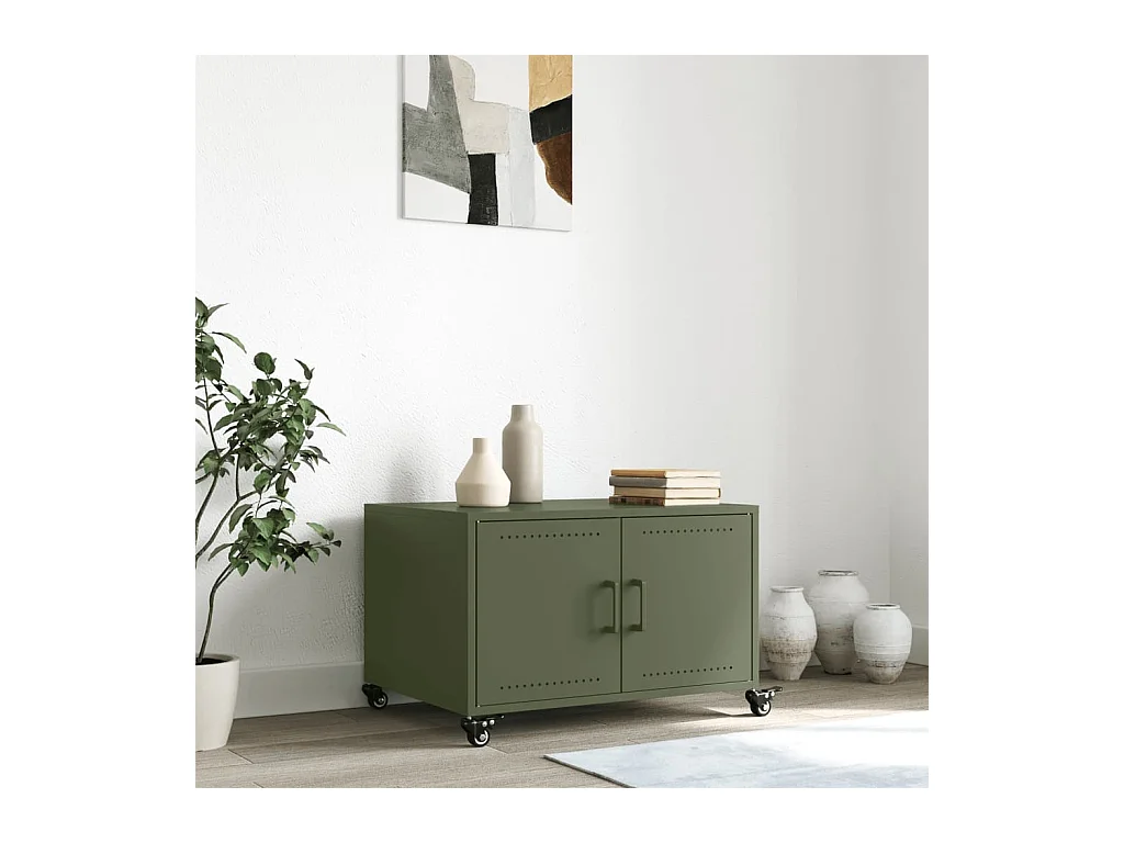 Salontafel 68x50x43,5 cm staal olijfgroen