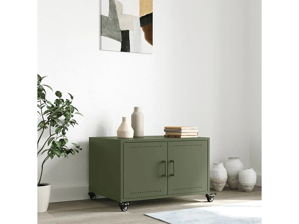 Mesa de centro 68x50x43,5 cm aço verde azeitona