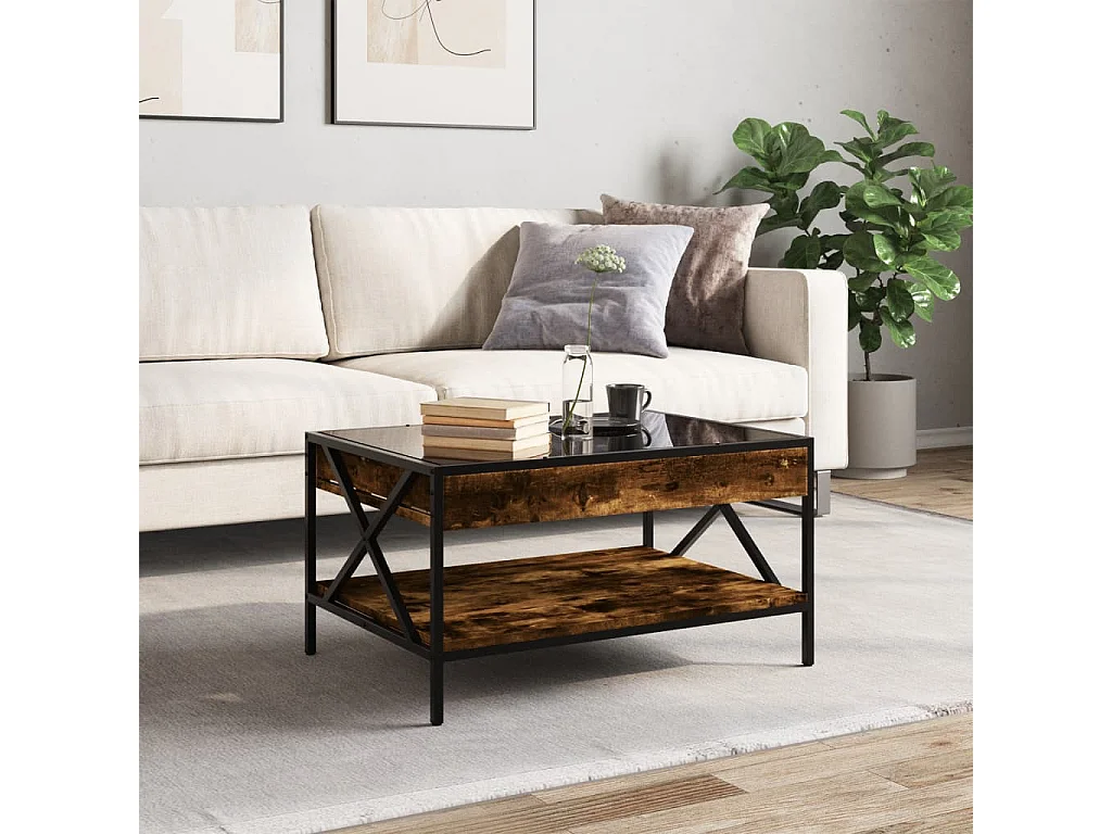 Couchtisch mit Infinity-LED Räuchereiche 70x50x38 cm