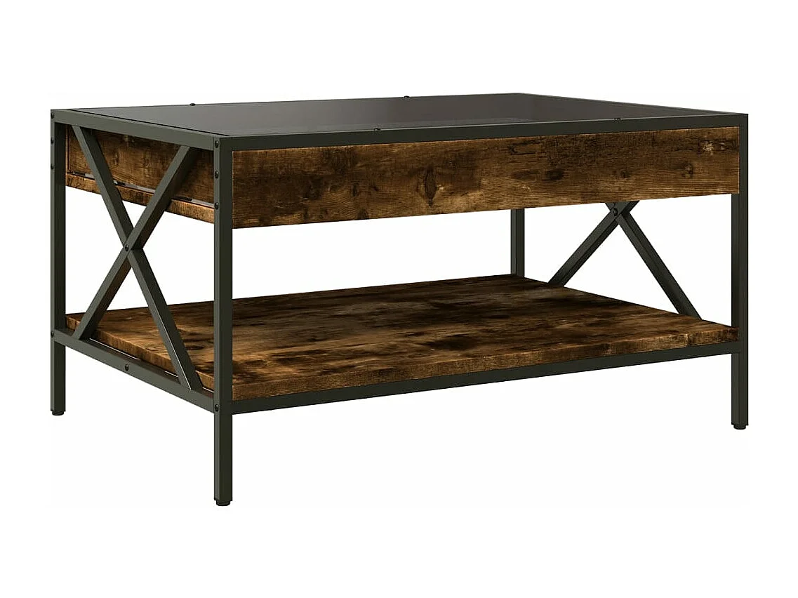 Mesa de centro luzes LED Infinity 70x50x38 cm carvalho fumado