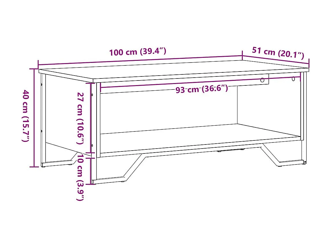 Table basse noir 100x51x40 cm bois d'ingénierie