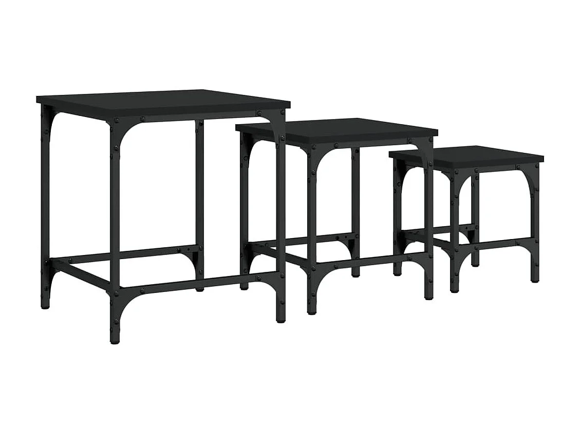 Tables basses gigognes 3 pcs noir bois d'ingénierie