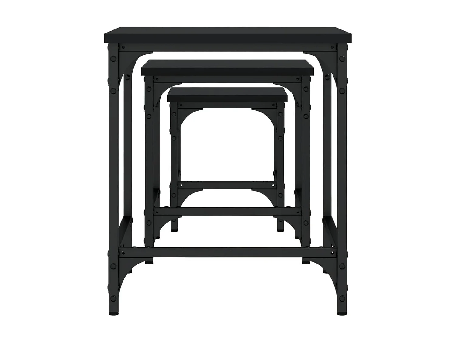Tables basses gigognes 3 pcs noir bois d'ingénierie