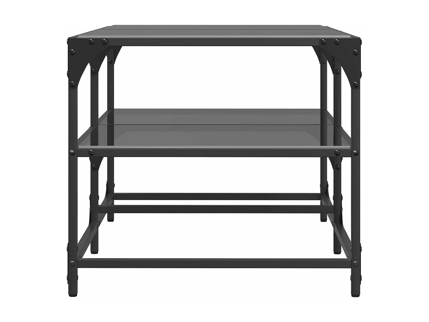 Table basse avec dessus en verre noir 98,5x50x45 cm acier