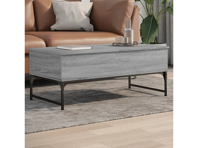 Mesa de centro 100x50x40cm deriv. madeira/metal cinzento sonoma