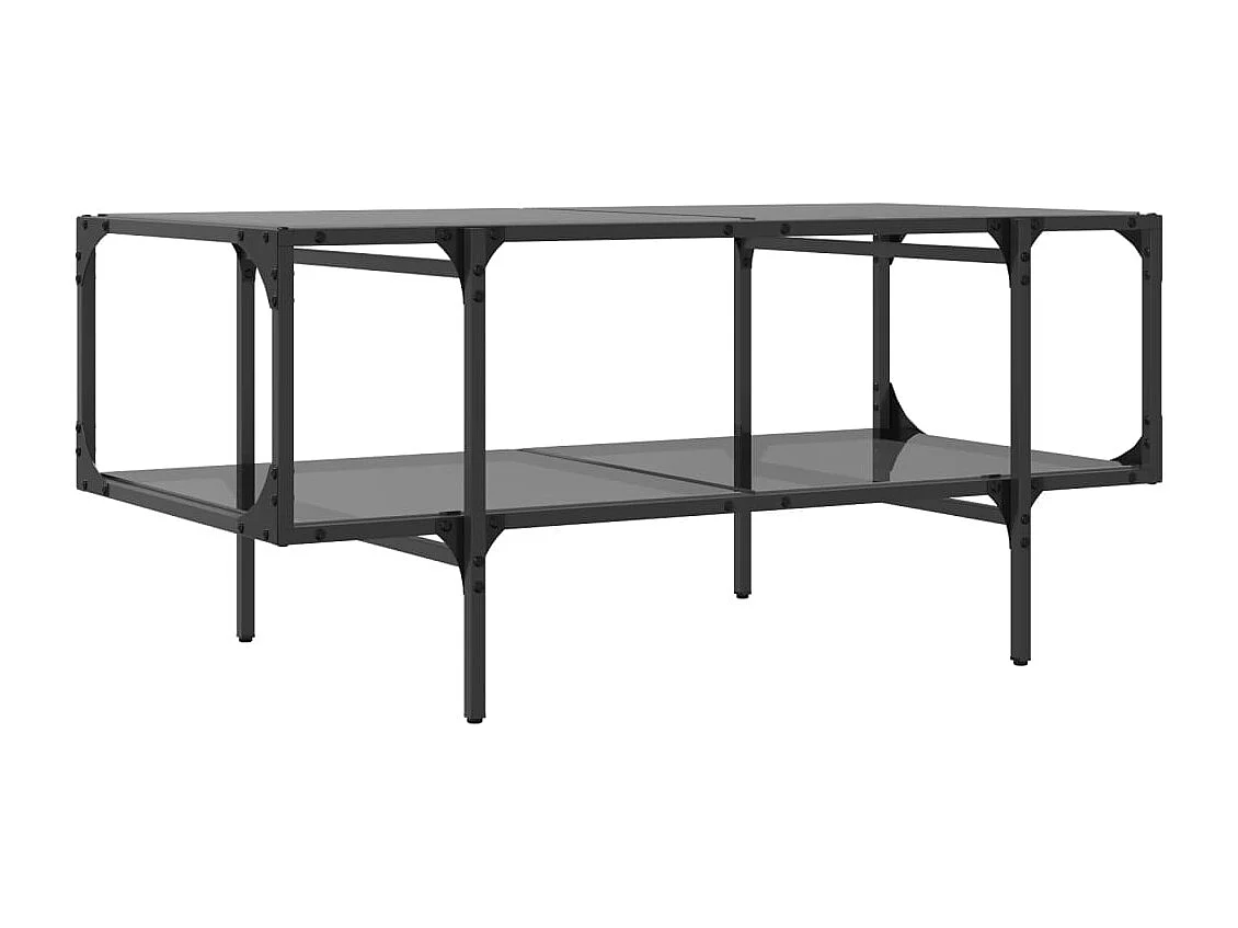 Table basse avec dessus en verre noir 98,5x50x45 cm acier