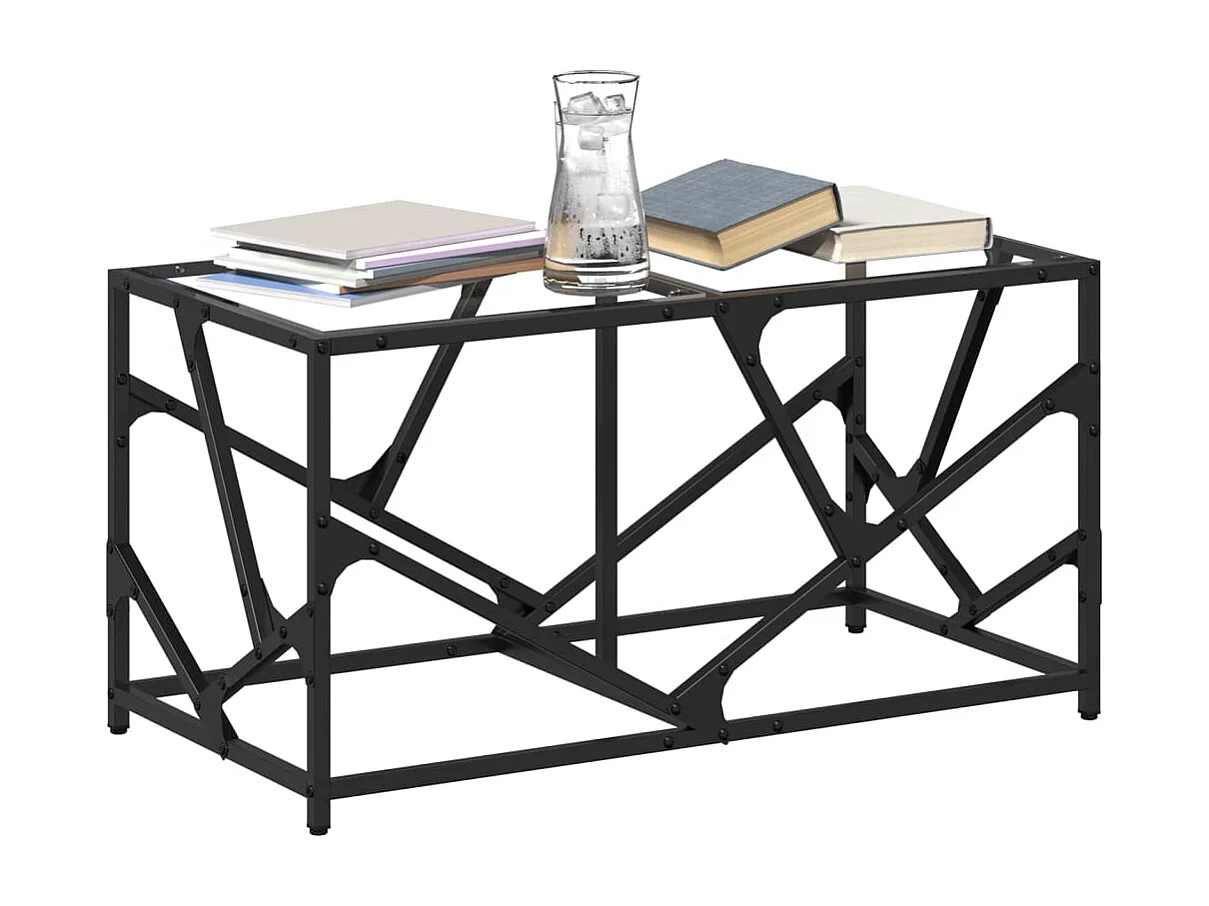 Table basse avec dessus en verre transparent 78,5x40x41cm acier