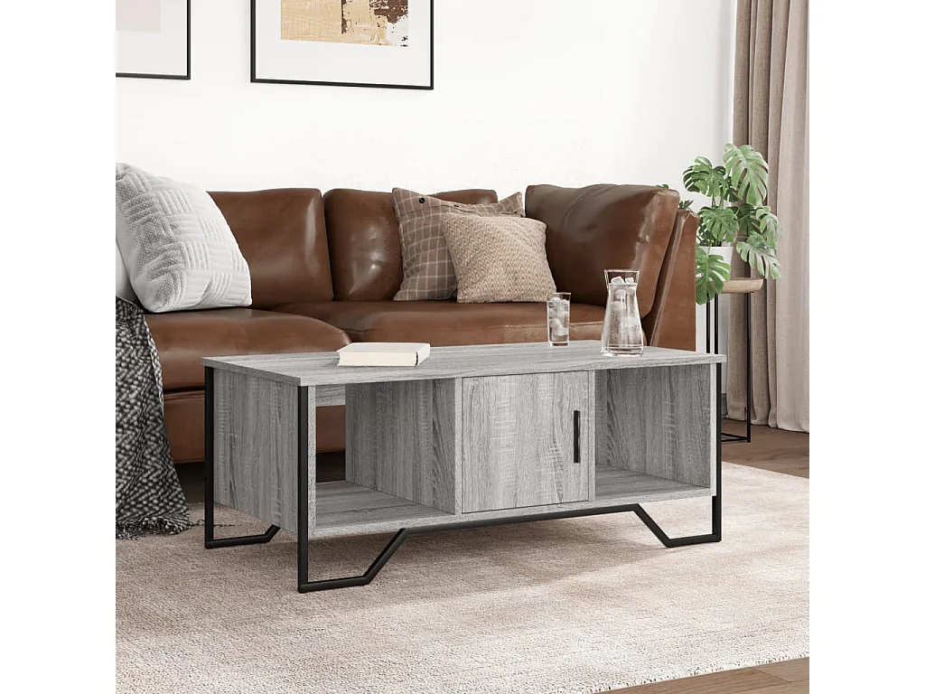 Mesa de centro 100x51x40cm derivados de madeira cinzento sonoma