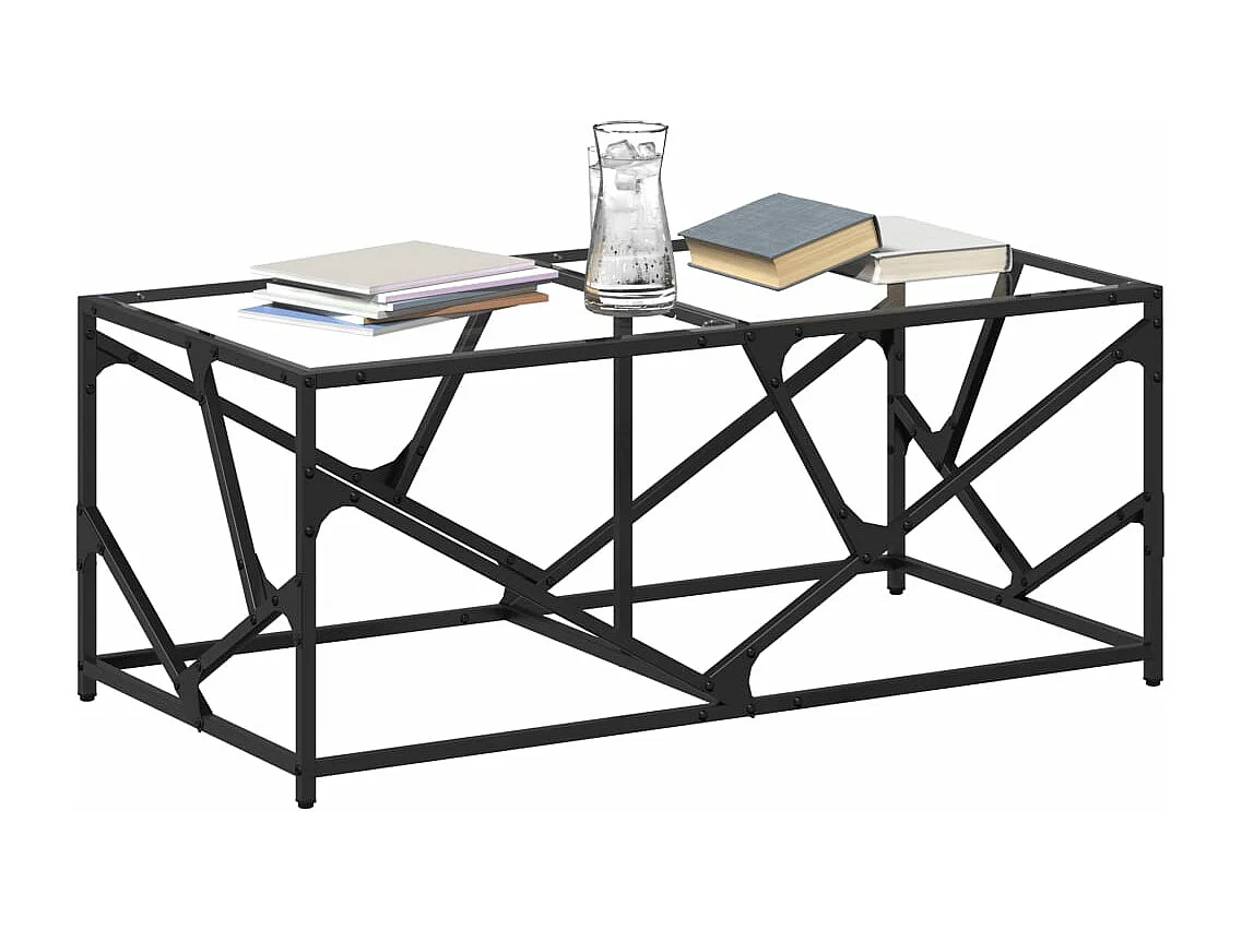 Mesa de centro de acero y tapa vidrio transparente 98,5x50x41cm