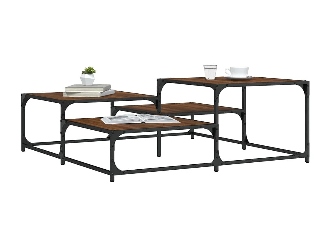 Tavolino Salotto Rovere Marrone 107x107x40 cm Legno Multistrato