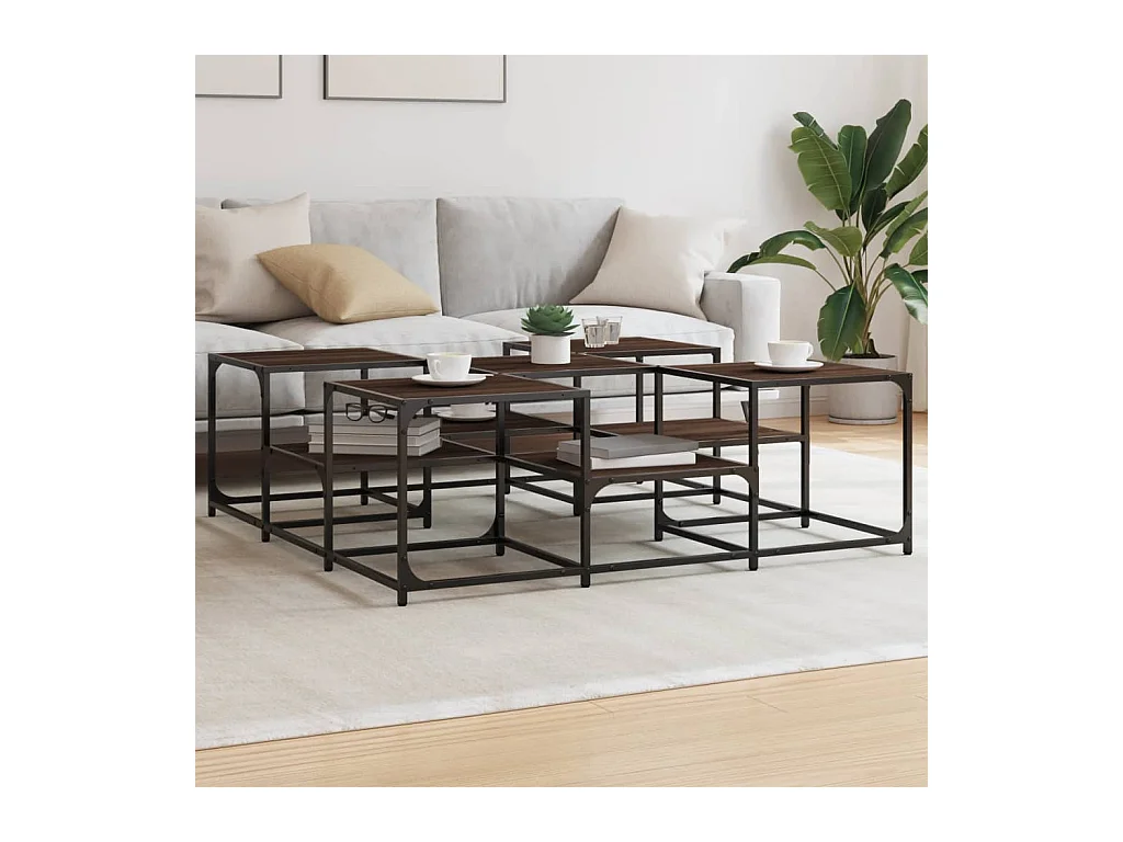 Tavolino Salotto Rovere Marrone 121x121x40 cm Legno Multistrato