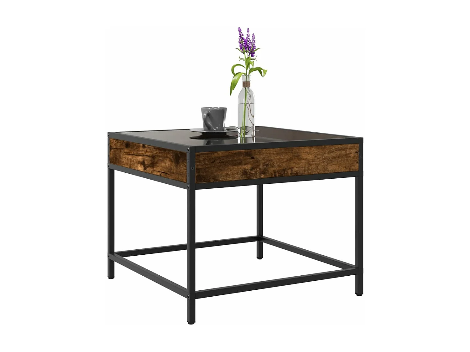 Table basse avec LED Infinity chêne fumé 50x50x41 cm