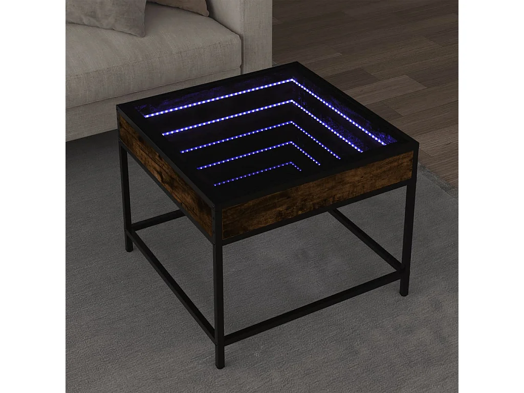 Table basse avec LED Infinity chêne fumé 50x50x41 cm