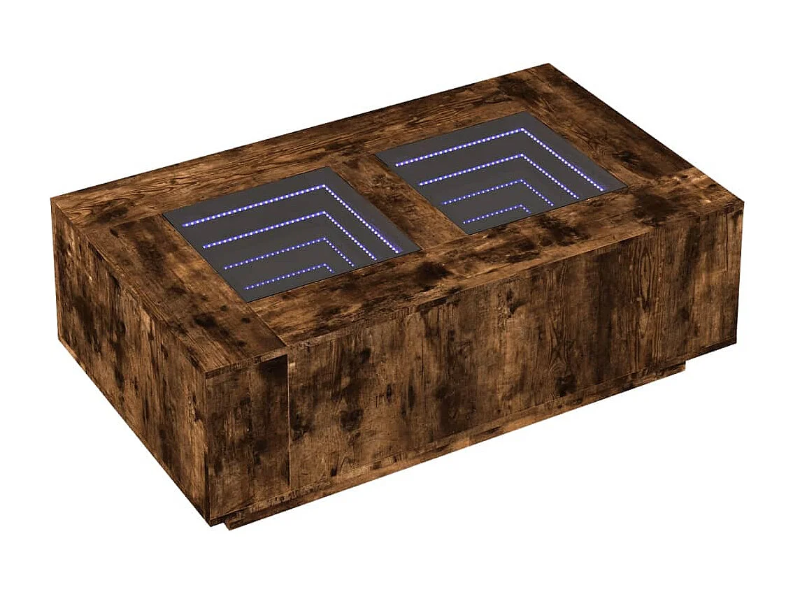 Mesa de centro luzes LED Infinity 116x69x40 cm carvalho fumado