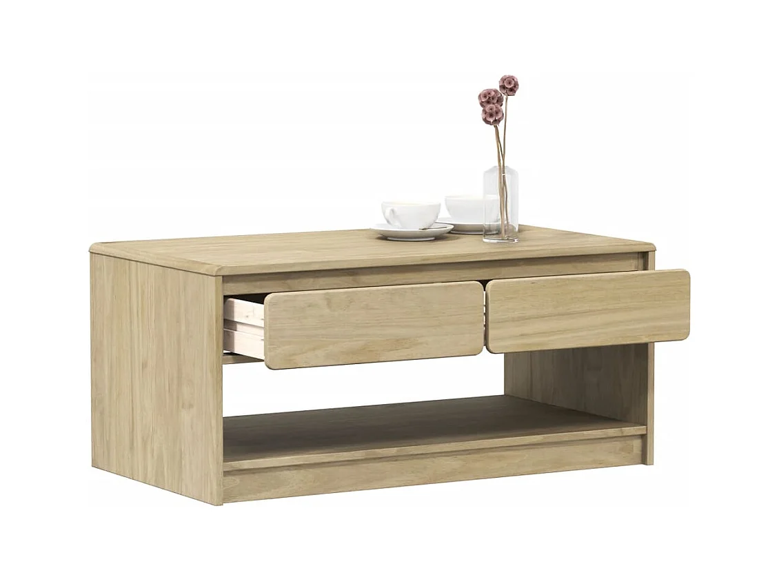 Tavolino Salotto SAUDA Rovere 99x55x45 cm Legno Massello Pino