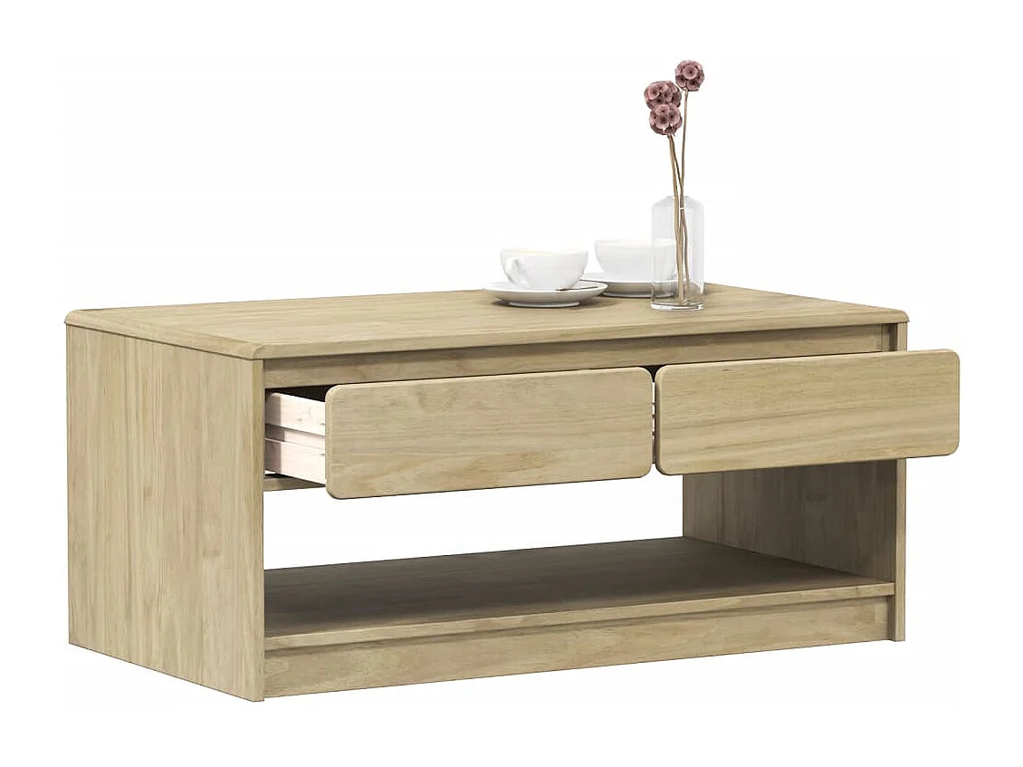 Mesa de centro SAUDA madera maciza pino color roble 99x55x45 cm