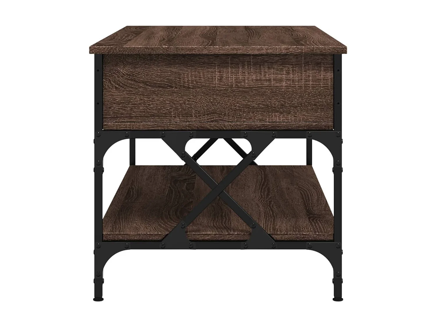 Table basse chêne marron 100x50x50cm bois d'ingénierie et métal