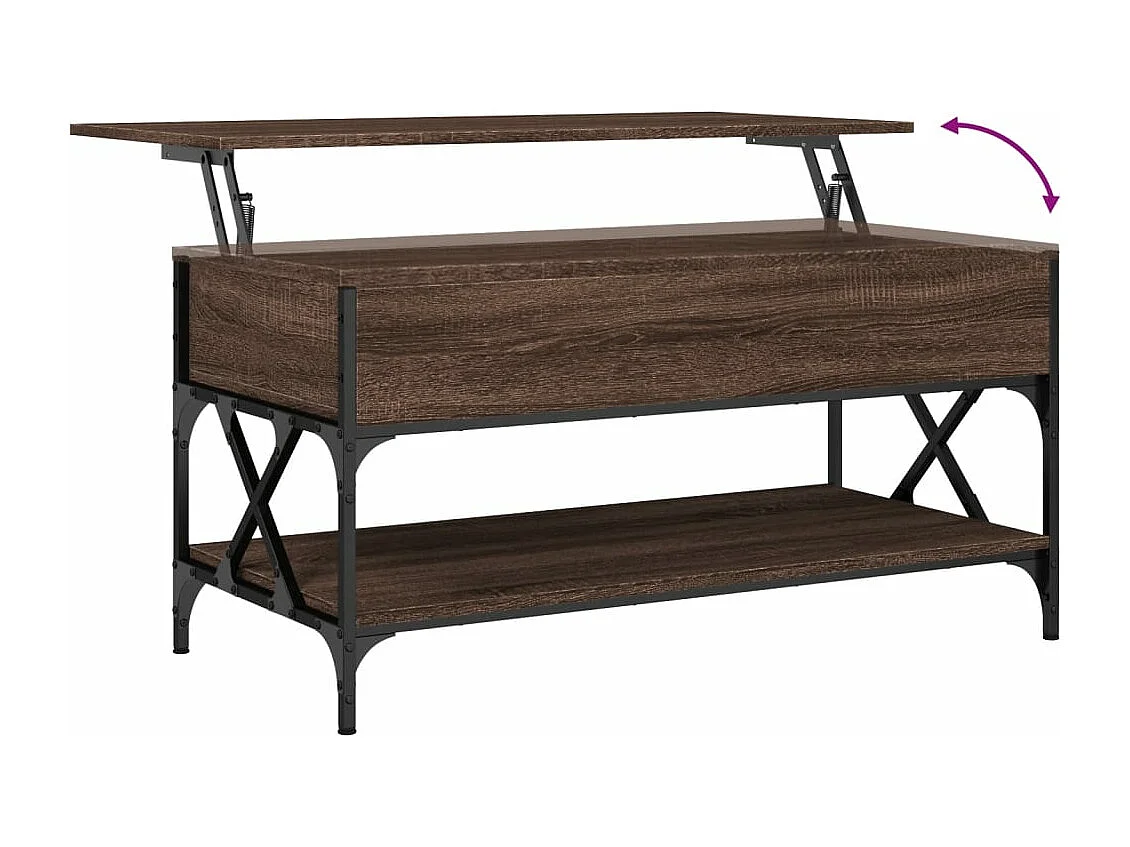 Table basse chêne marron 100x50x50cm bois d'ingénierie et métal