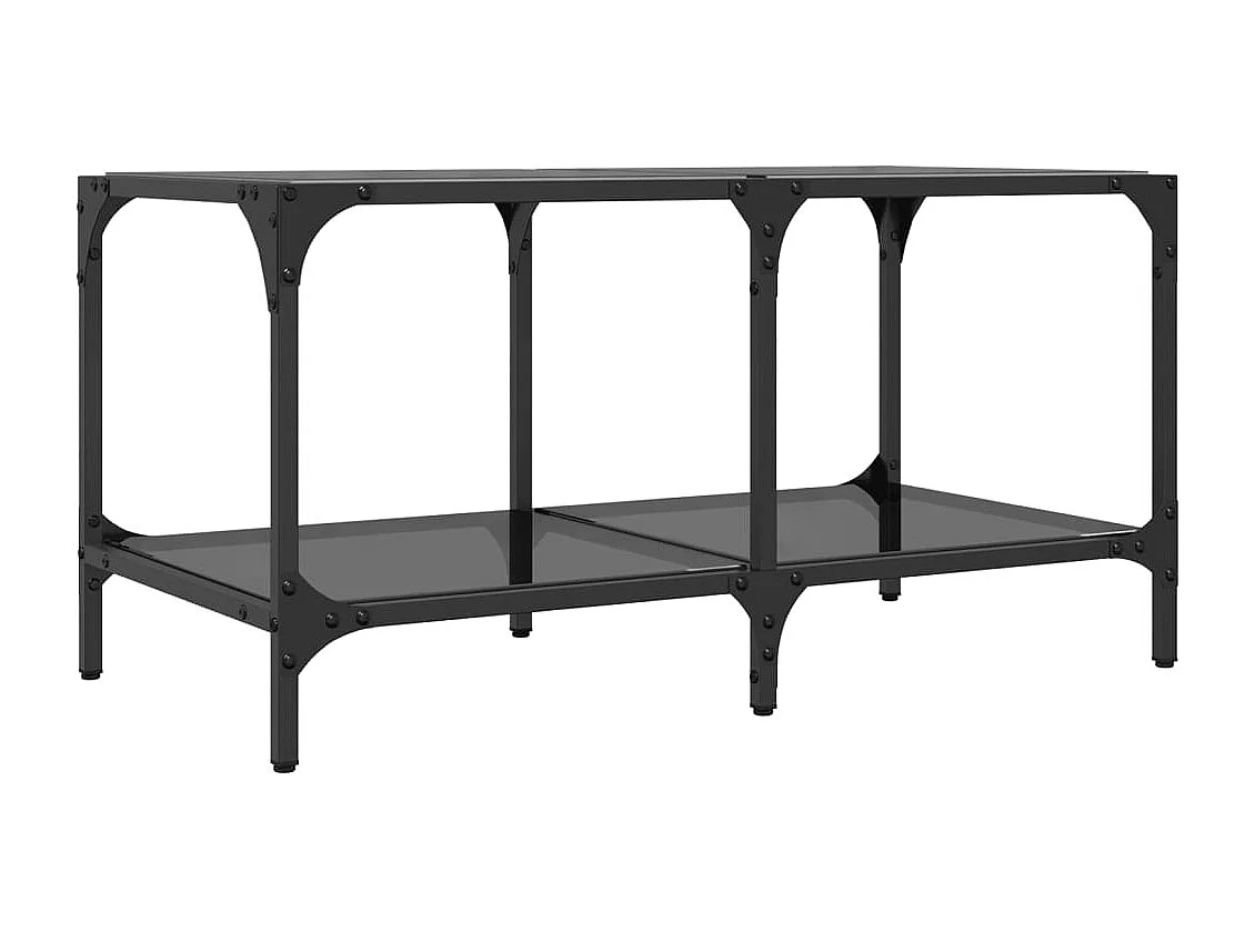 Tavolino con Piano in Vetro Nero 78,5x40x40 cm Acciaio