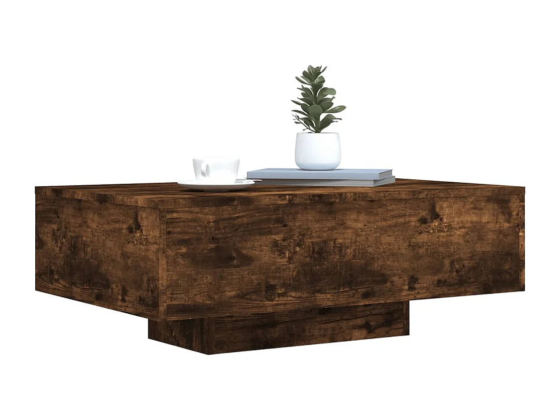 Mesa de centro com luzes LED 85x55x31 cm carvalho fumado