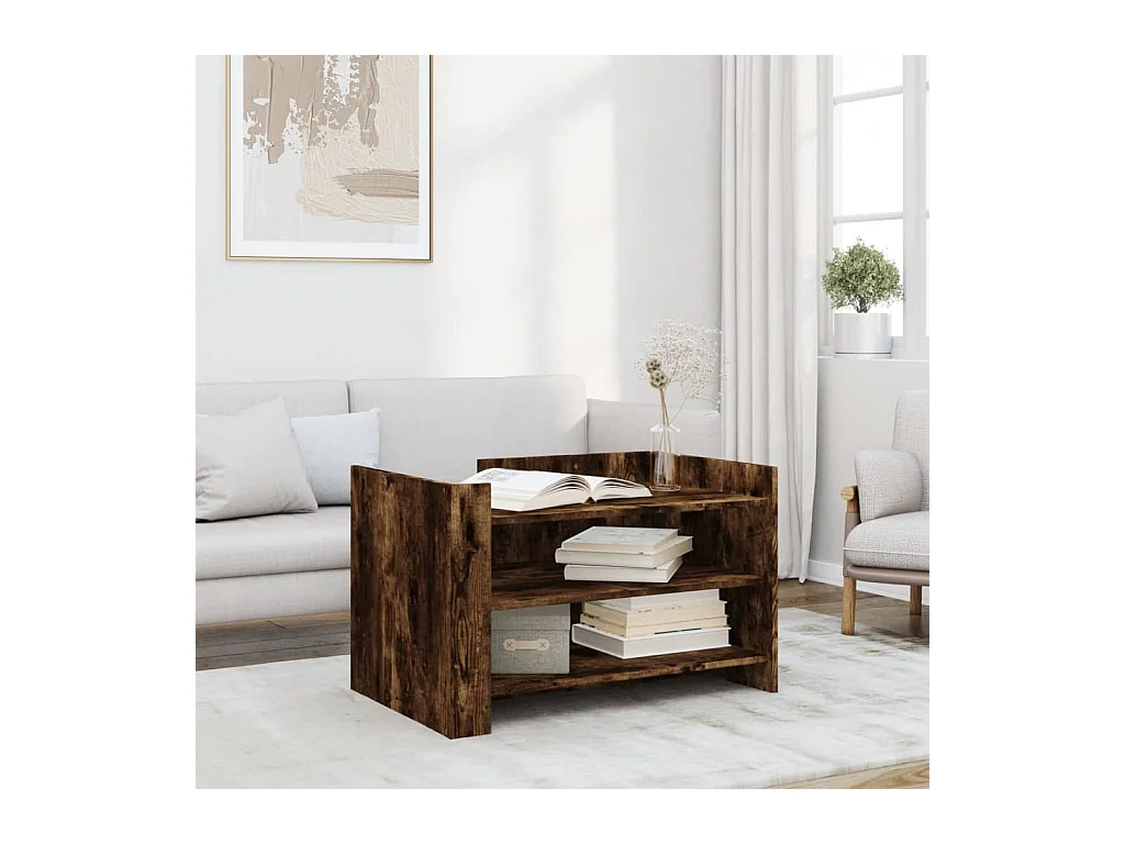 Salontafel 80x50x50 cm bewerkt hout gerookt eikenkleurig