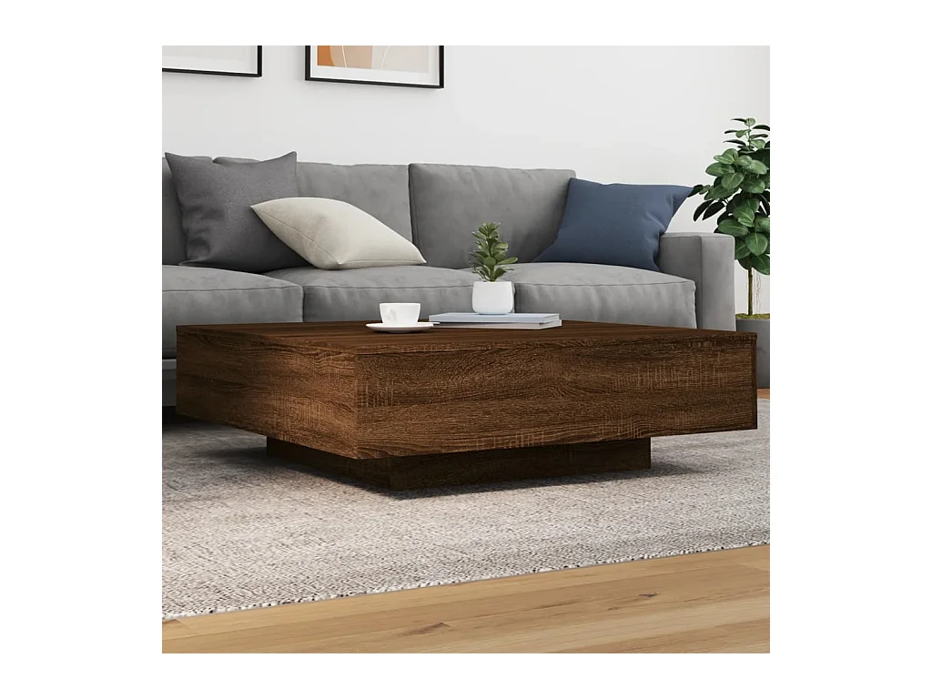 Table basse chêne marron 100x100x31 cm bois d'ingénierie
