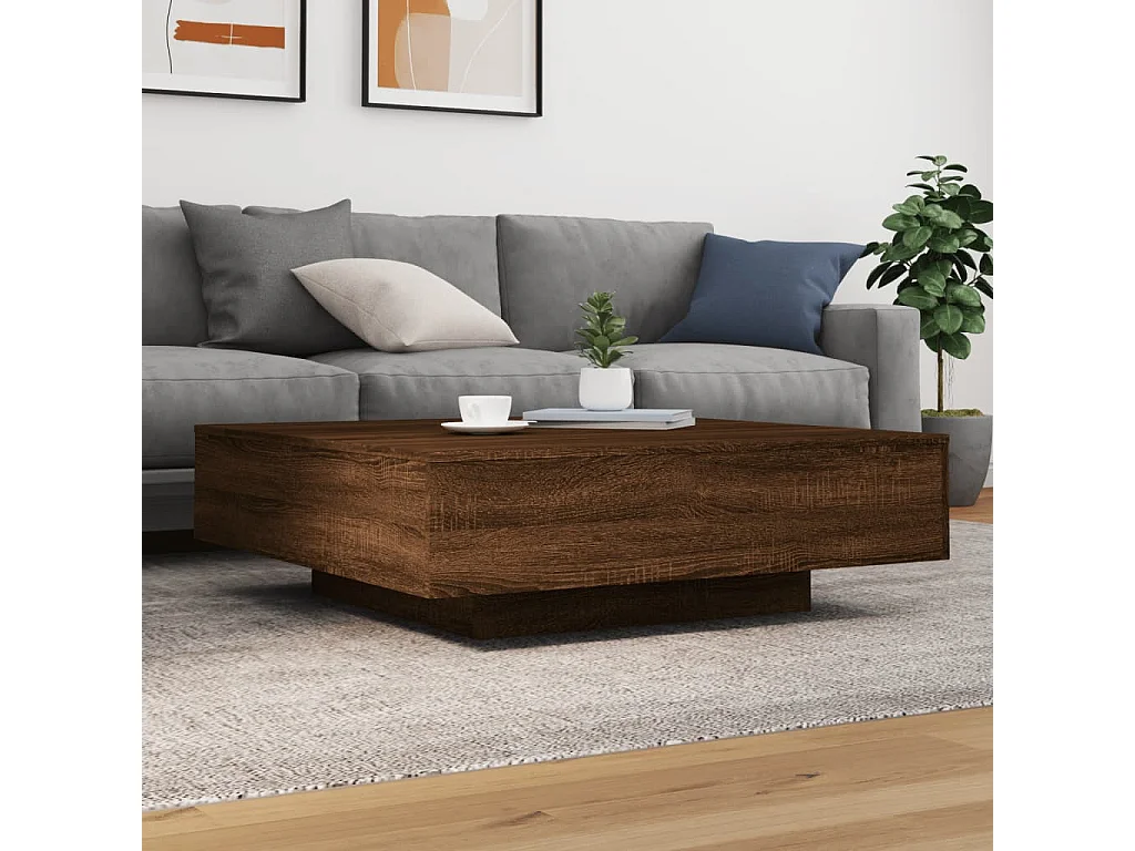 Table basse chêne marron 100x100x31 cm bois d'ingénierie