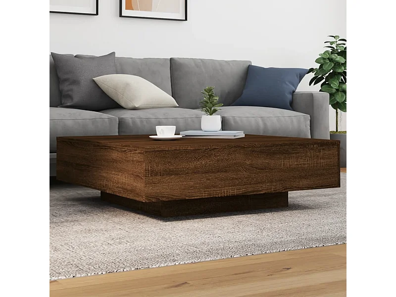 Table basse chêne marron 100x100x31 cm bois d'ingénierie