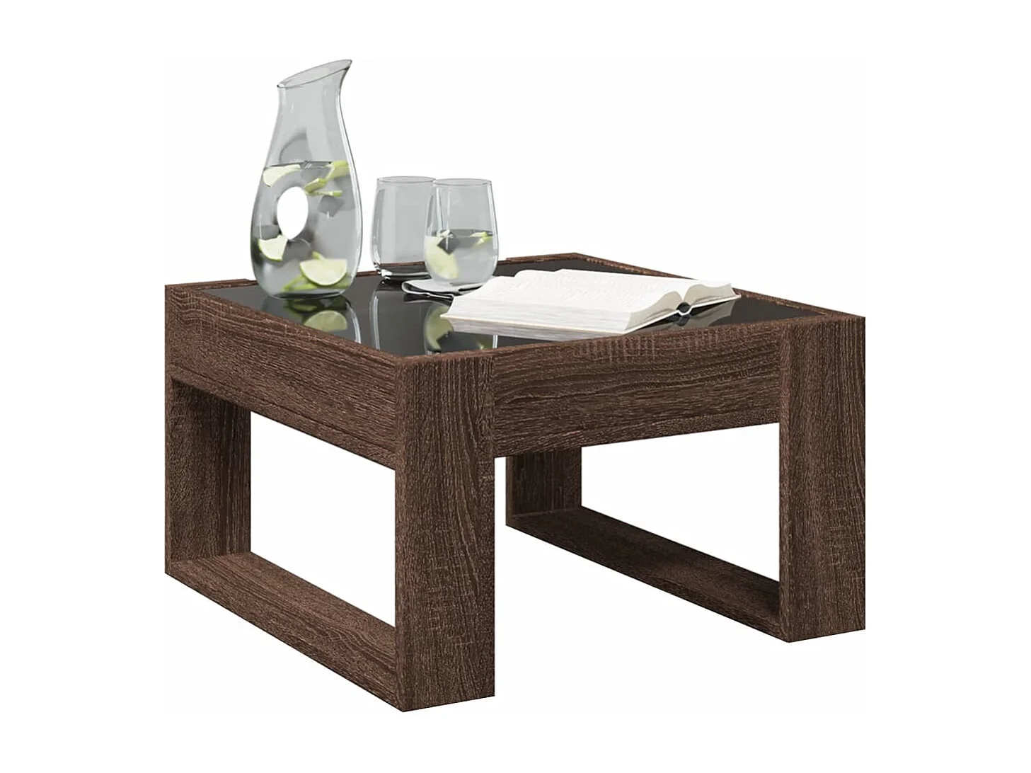 Tavolino Salotto con LED Infinity Rovere Marrone 50x53x30 cm