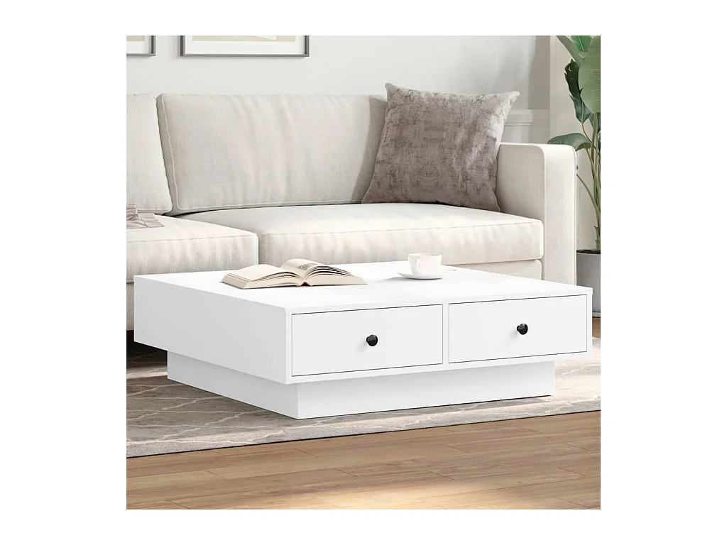 Table basse Blanc 90x90x28 cm Aggloméré