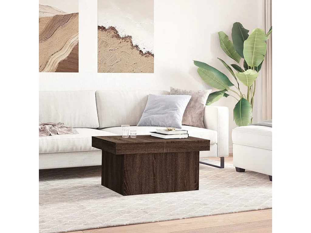 Mesa de centro 80x55x40 cm derivados madeira carvalho castanho