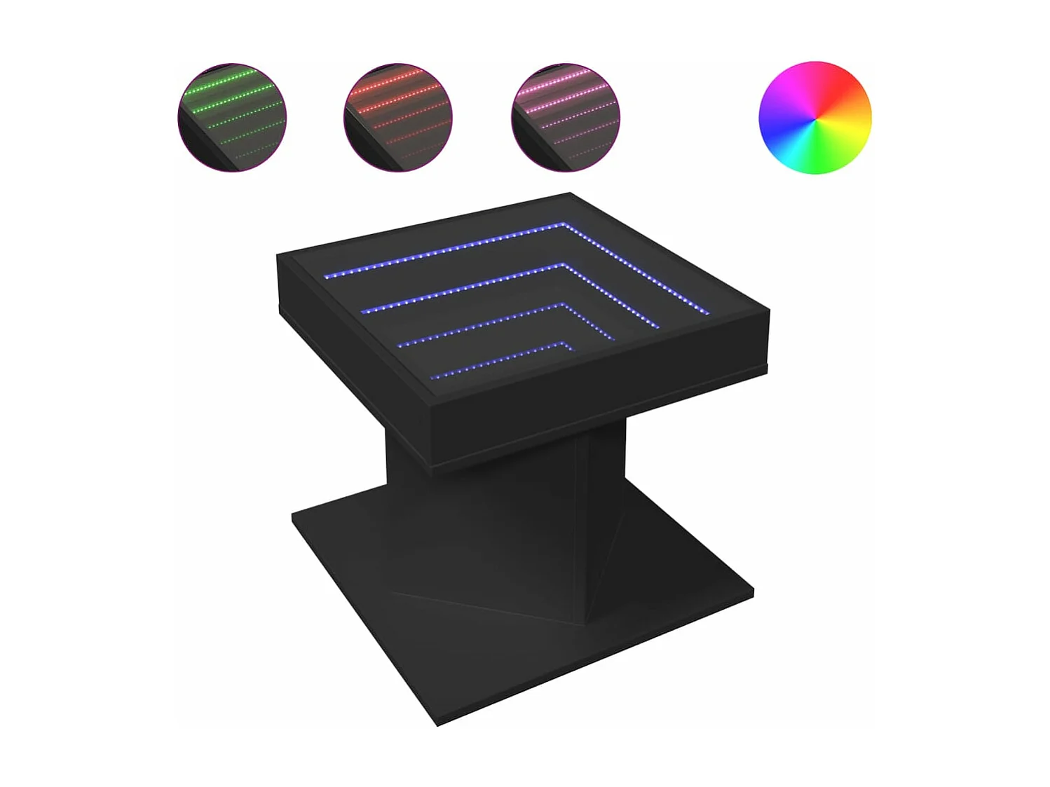 Tavolino Salotto con LED Nero 50x50x45 cm Legno Multistrato