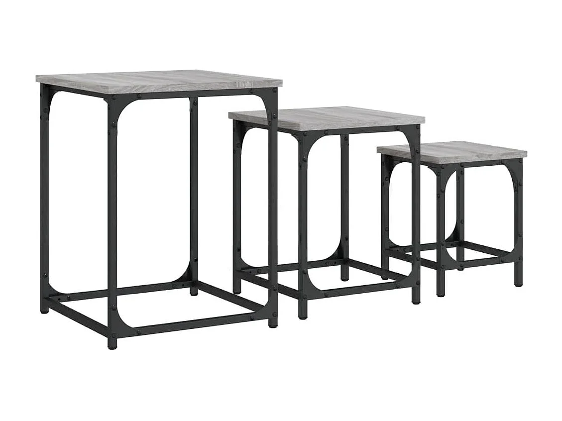 Tavolini Salotto Impilabili 3pz Grigio Sonoma Legno Multistrato