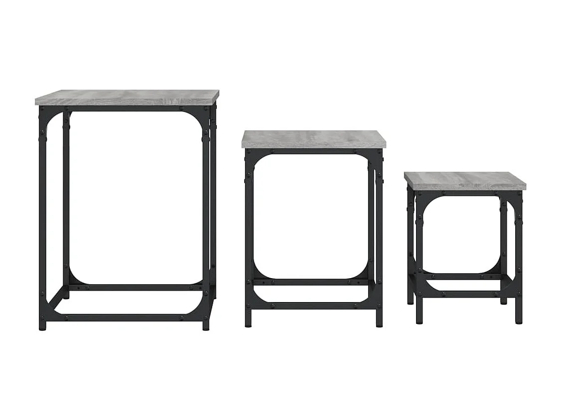 Tavolini Salotto Impilabili 3pz Grigio Sonoma Legno Multistrato
