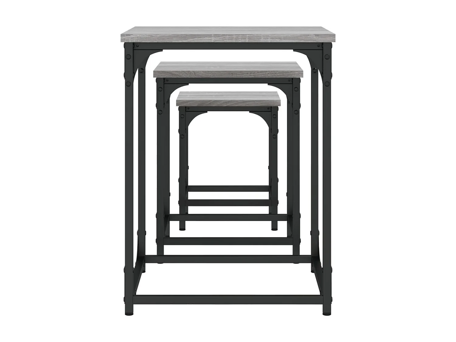 Tavolini Salotto Impilabili 3pz Grigio Sonoma Legno Multistrato