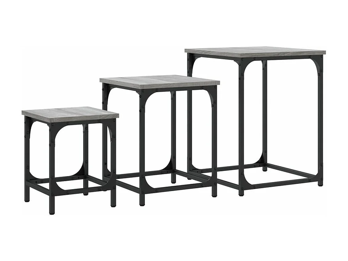 Tavolini Salotto Impilabili 3pz Grigio Sonoma Legno Multistrato
