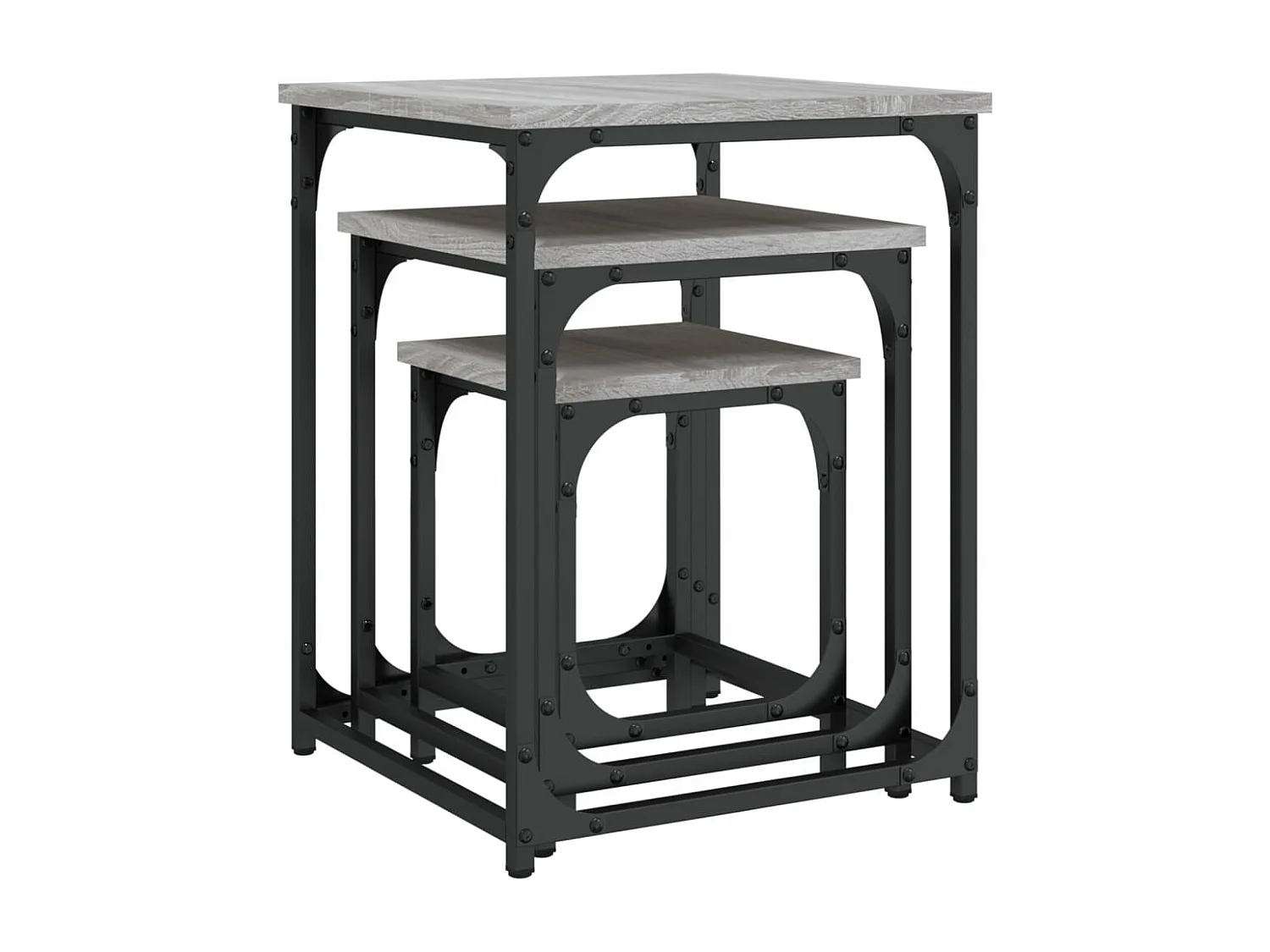 Tavolini Salotto Impilabili 3pz Grigio Sonoma Legno Multistrato