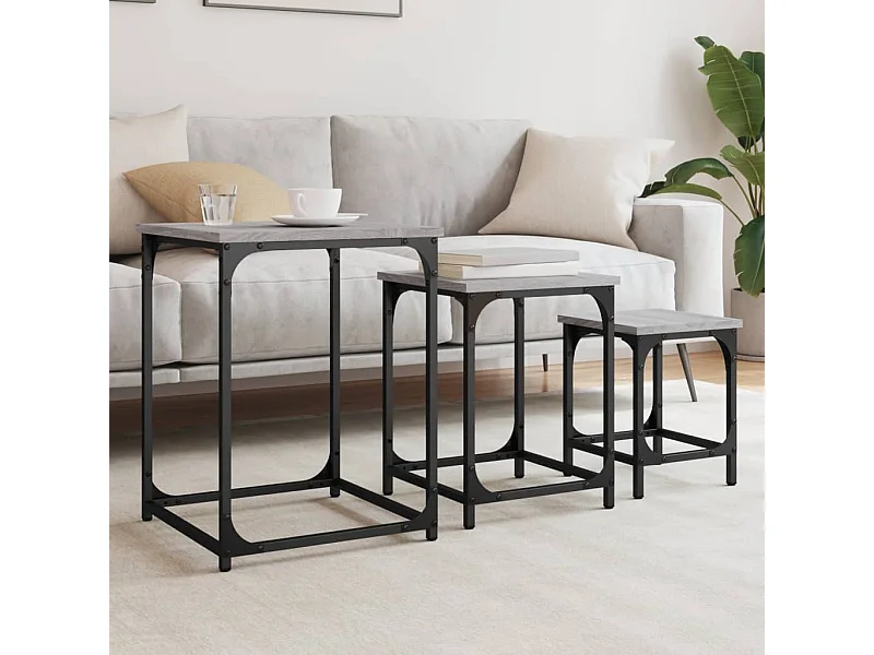 Satztische 3 Stk. Grau Sonoma Holzwerkstoff