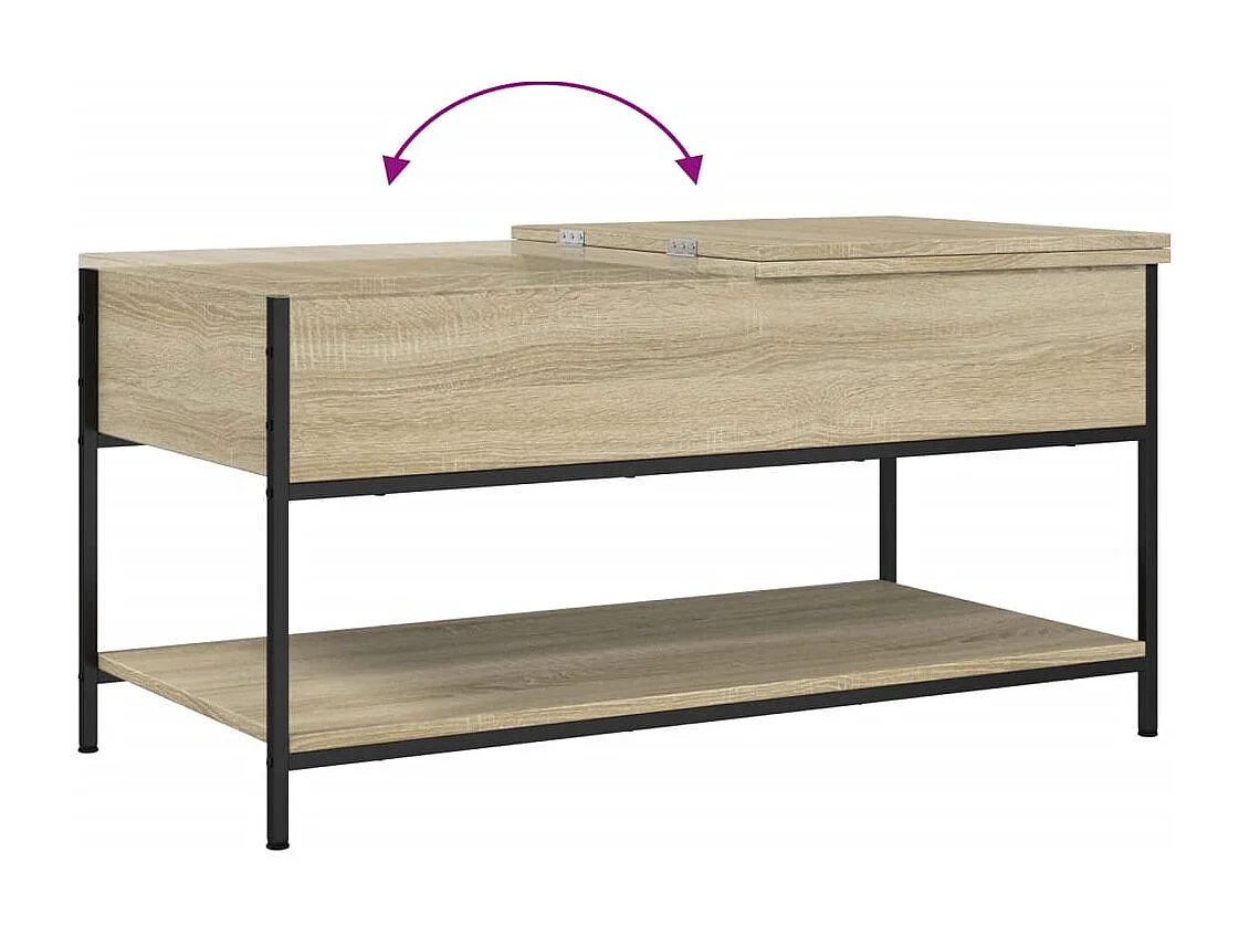 Table basse chêne sonoma 100x50x50cm bois d'ingénierie et métal