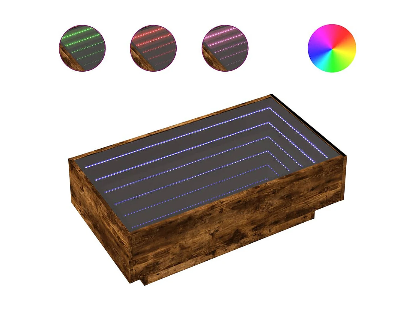 Table basse avec LED chêne fumé 90x50x30 cm bois d'ingénierie