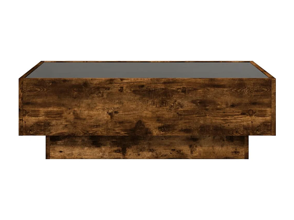 Table basse avec LED chêne fumé 90x50x30 cm bois d'ingénierie