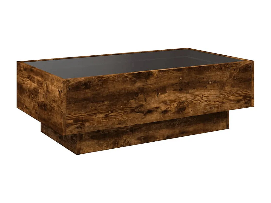 Table basse avec LED chêne fumé 90x50x30 cm bois d'ingénierie